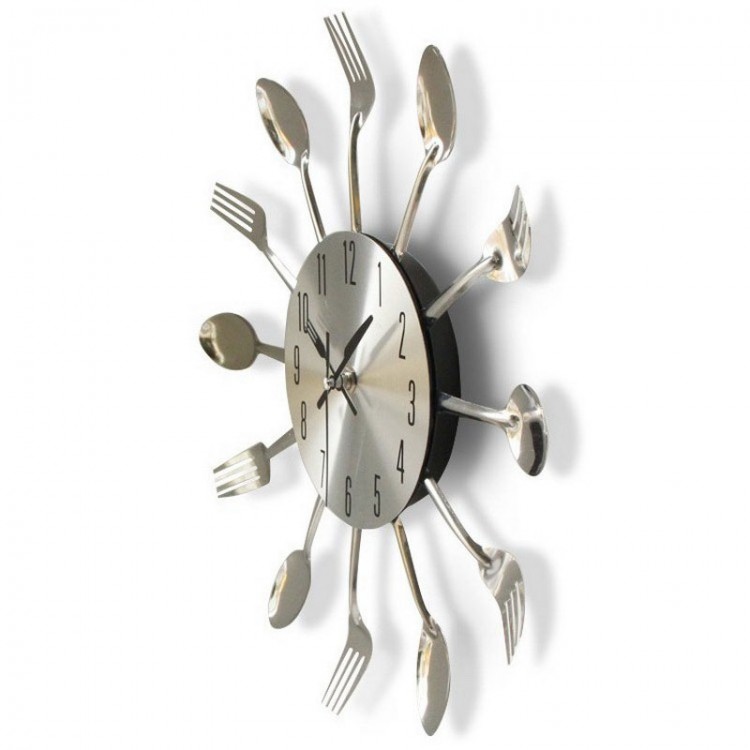 Cutlery Metal Kitchen Wall Clock Spoon Fork Creative Quartz Wall