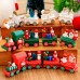 Christmas Train Painted Wood with Santa/Bear Xmas Kid Toys Gift Ornament Xmas Decor for Home