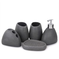 5pcs Resin Bathroom Set Toothpaste Cup Toothbrush Holder Soap Dish Dispenser Set for Hotel Home