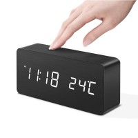 Wooden Voice Clock Digital Temperature Alarm Multifunctional Display HF Office Home Use DG-AC2  