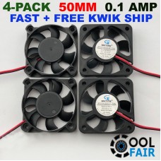 4 Pcs 12V Cooling Fan Brushless DC Cooler Fan Printer 5010 2-Pin 50x50x10mm 