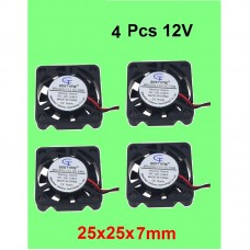 4 Pcs 5V Cooling Fan Brushless DC Cooler Fan Printer 2-Pin 25x25x7mm 