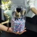 Transparent Makeup Brushes Holder Dust-Proof Makeup Organizer Box + Colorful Artificial Pearls