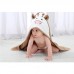 Baby Hooded Bath Towel Cotton Baby Hooded Towel Cape Towel Soft Cartoon Wrap Blanket 90x90cm 