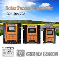 12V/24V 50A Solar Charge Controller for Charging Discharging Dual USB Output LCD Display Screen 