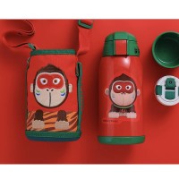Thermos Bottle Kids 630ml Stainless Steel with 3 Lids Straw Cute Little Monkey for Boys Girls