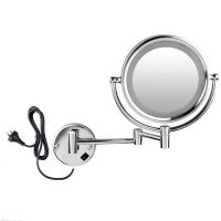 8.5" Wall Mount Lighted Makeup Mirror Folding 10x Magnification Double-Sided Chrome Finish