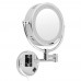 8.5" Wall Mount Lighted Makeup Mirror Folding 10x Magnification Double-Sided Chrome Finish