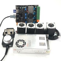 USB CNC 4Axis Kit 4pcs Nema23 Stepper Motor 57+USB MDK2 Motor Controller Board+1pc Handwheel+ Power
