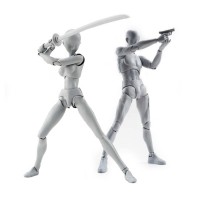 2pcs Anime Figures Male + Female Action Figure Anime Set PVC Doll Figures Gray 