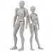 2pcs Anime Figures Male + Female Action Figure Anime Set PVC Doll Figures Gray 