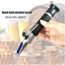 Handheld Alcohol Meter 0-80% V/V Alcohol Hydrometer Refractometer ATC Wine Tester BRL-80ATC