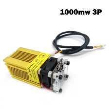 1000mW Laser Module 1W Blue Violet 445nm 3P 12V with TTL/PWM Adjustable Focus Golden