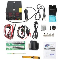 3 In 1 Soldering Rework Station 110V + Hot Air Gun + DC Power Supply with Full Accessories 909D+   