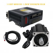 110ST-M06030 AC Servo Motor Kit 1.8KW 3000RPM 6N.M + Servo Motor Drive + 3M Cable Complete Kit 