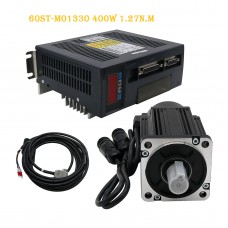 60ST-M01330 AC Servo Motor Kit 400W 1.27N.M + Servo Drive + Cables for CNC Machine 