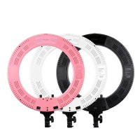 18 inch LED Ring Light Dimmable SMD 48W 3200K-5600K Bi-Color Video Light w/Phone Holder Makeup Mirror CRI 95+   