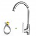 Kitchen Sink Faucet + Two Hoses + Two Angle Valves Chrome Finish for Hot & Cold Water 