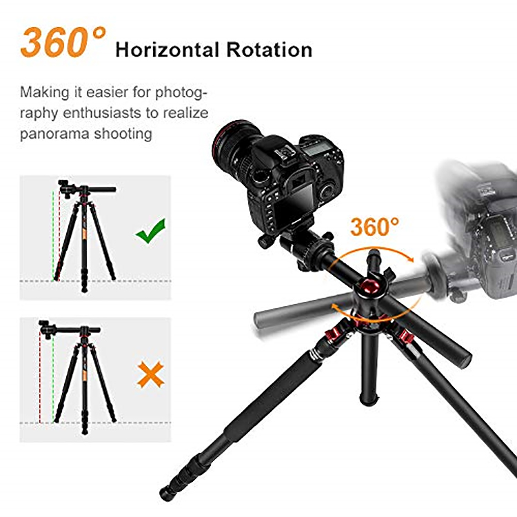 TM2515T DSLR Camera Tripod Professional Horizontal Aluminum Tripod for