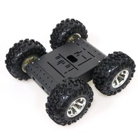 4WD Smart Robot RC Car Chassis Kit Aluminum Alloy Black Wheels + 12V Motors without Encoder C3