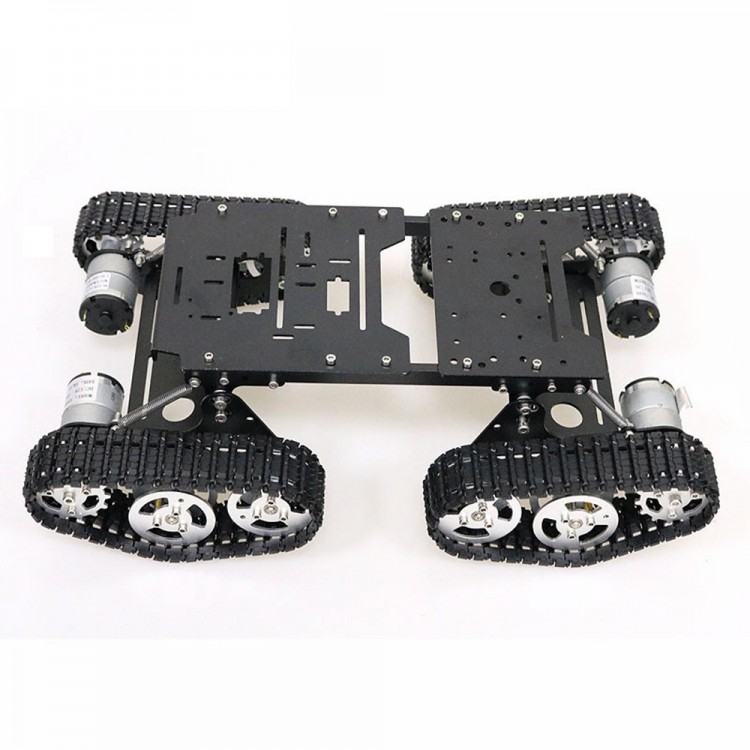 4WD Robot Tank Chassis Kit Black Chassis Shock Absorbing + 4pcs 12V