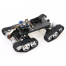 4WD Robot Tank Chassis Kit Black Chassis + Joystick Control + 4pcs 12V 300RPM Motors with Encoder 