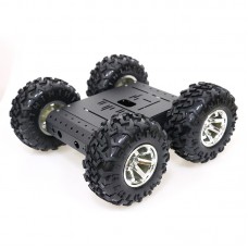 4WD Smart Robot Car Chassis Kit for Arduino Aluminum Alloy Black Wheels + 12V High-Power Motors C3             