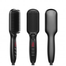 Electric Hair Straightening Brush Straightening Comb with LCD Display Black US Standard Plug      