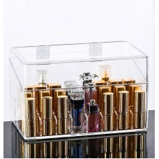 Lipstick Organizer Clear Lipstick Holder Makeup Organizer Box with Removable 24-Grid Shelf 