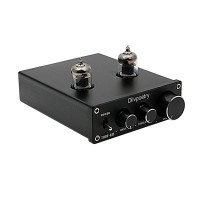 6J1 Tube Preamp HiFi Stereo Tube Preamplifier Treble Bass Tone Control TUBE-6J1 Black Front Panel 