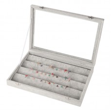 Velvet Earring Organizer Tray Earring Display Case with Clear Glass Lid Jewelry Storage Box Fit Most Room Space 
