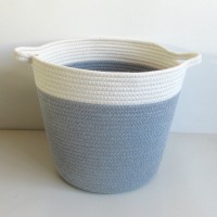 Collapsible Laundry Basket Foldable Large Size Cotton Rope for Clothes CD Books Toys White/Gray