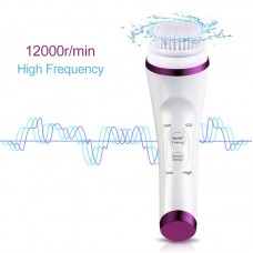 Ultrasonic Electrical Facial Cleansing Brush Rechargeable Waterproof Facial Beauty Massager Purple 