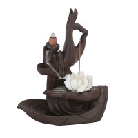 Backflow Incense Burner Waterfall Purple Sand Buddha Incense Burner with Lotus      