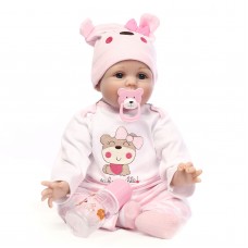 NPK Reborn Baby Doll Silicone Girl Toy Soft Toddler Girl Gift Doll Toys Pink 