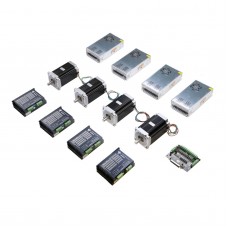 Nema34 Kit (4 34HS5435C-37B2 Stepper Motors+4 DM860A Drivers+4 350W-60V Power Supply+Breakout Board)         