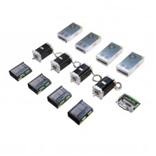 Nema34 Kit (4 34HS5435C-02B2 Stepper Motors+4 DM860A Drivers+4 350W-60V Power Supply+Breakout Board)     