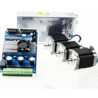 CNC Kit 3 Axis Nema23 (3pcs 23HS8430 Stepper Motors + 3-Axis Driver Board + 350W 24V Power Supply)