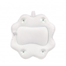 Non-Slip Spa Bathtub Pillow Sunflower Shape Machine Washable 5D Air Mesh w/ Suction Cups Hook White   