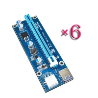 6pcs Pci-e Riser Pcie Extender Pcie 16x Extender PCI-E 1X to 16X Cable 6Pin DC-DC Graphics Card Extension