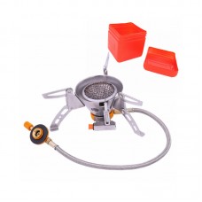 Foldable Camping Outdoor Gas Burner Stove Mini Backpacking Stove Windproof w/ Red Storage Box  