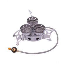 11000W Camping Outdoor Gas Burner Stove Mini Backpacking Stove Windproof w/ 3 Burners 