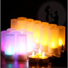 12 Flickering Rechargeable LED Tea Light Candles Flameless for Dinner Wedding Party 