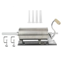 6LBS Sausage Stuffer Homemade Stainless Steel Sausage Maker + 4 Stuffer Tubes + 2 Clamps MF-2006P  