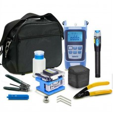 Fiber Optic Tool Kit Assembly w/Fiber Cleaver 5KM Visual Fault Locator Optical Power Meter Carry Bag 