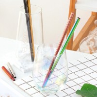 2 Sets of Telescopic Straw Reusable Stainless Steel & Cleaning Brush & Storage Bag Colorful 