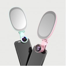 3 In 1 Phone Camera Wide Angle Lens + Phone LED Flash + Mobile Makeup Mirror F-528