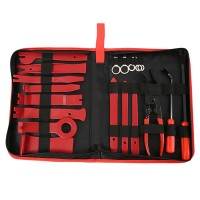 19pcs Car Trim Removal Tool Set Kit w/Bag Door Panel Dashboard Audio System Interior DIY Tools Red 