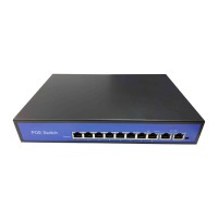 10 Port PoE Switch PoE Injector Switch Gigabit 8 PoE Ports + 2 Uplink Ports for CCTV IP Cameras 