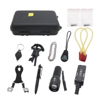 EDC Tool Kit EDC Survival Kit Emergency Equipment Outdoor Hiking Camping w/ Chain Black EDC Box